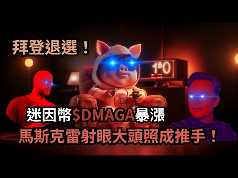 拜登退選，馬斯克雷射眼推動迷因幣$DMAGA暴漲155倍，川普支持度升溫